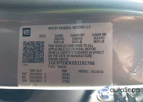 2025 Chevrolet Colorado 4Wd Z71 z USA, uszkodzony, nr VIN 1GCPTDEK0S1181766